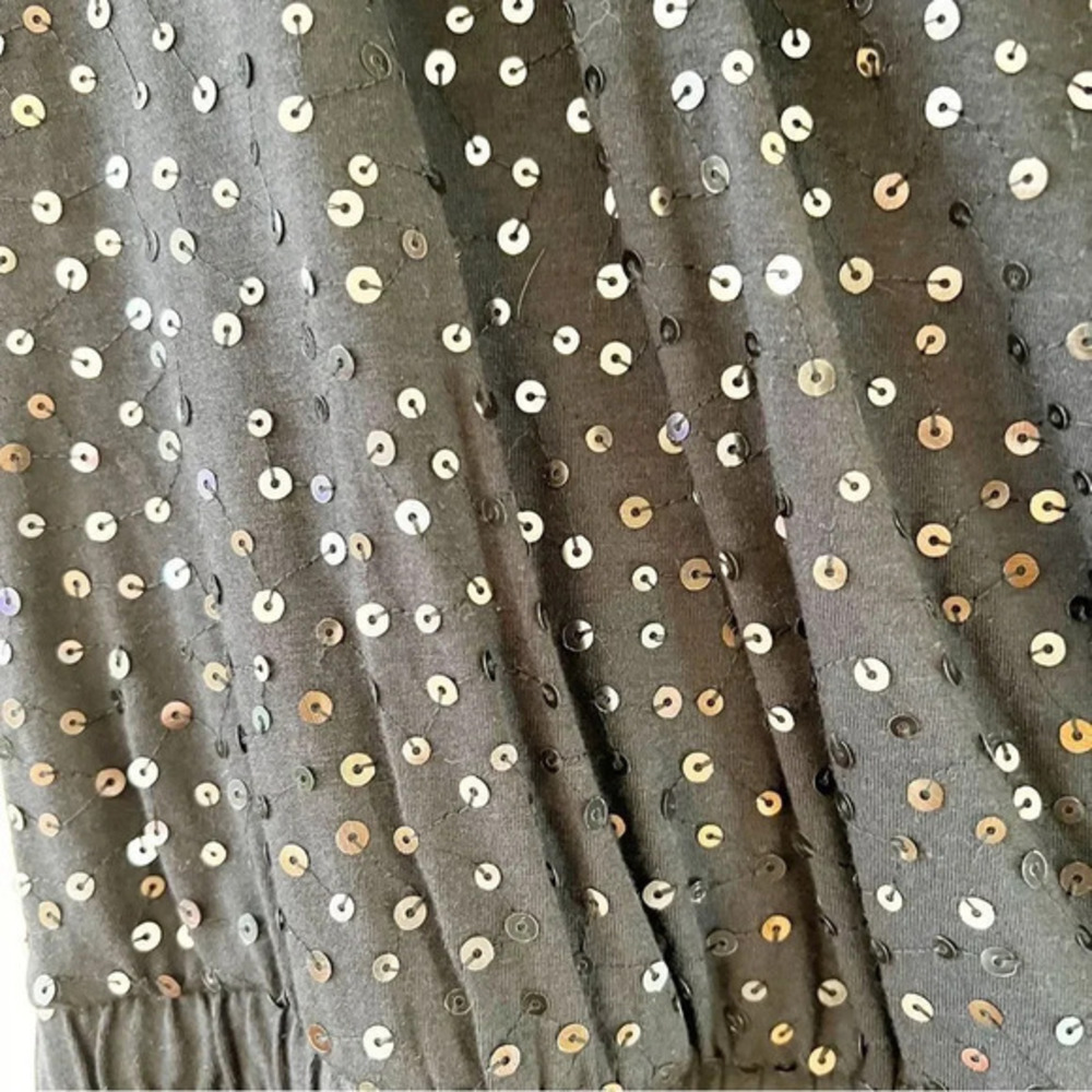 Garnet Hill Black Sequin Maxi Dress Women's Size Small Cotton Blend Sparkles S - Picture 7 of 7